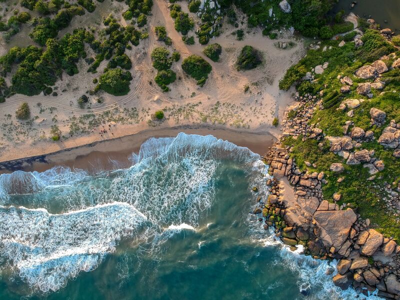 Rocky coastline near Matara, Sri Lanka